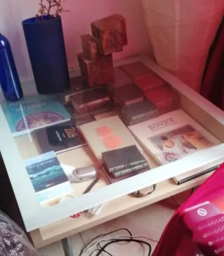 Mesa centro madera y cristal