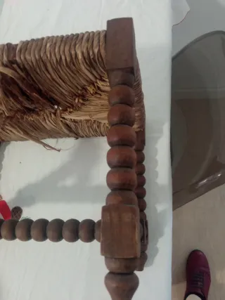 taburete madera  torneada vintage ancho 26 ,