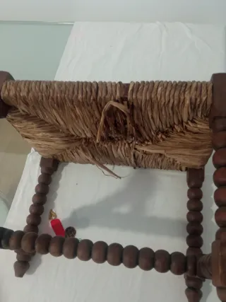 taburete madera  torneada vintage ancho 26 ,