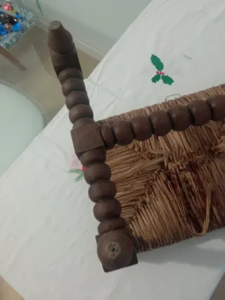 taburete madera  torneada vintage ancho 26 ,