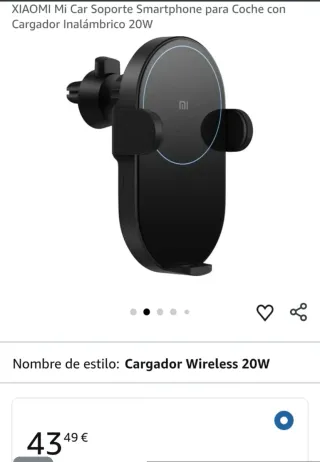 Cargador Inalámbrico Coche Xiaomi 20W