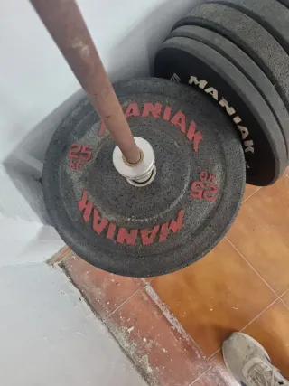 Set discos y barra olímpica