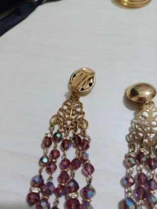 Orecchini pendenti clip color glicine