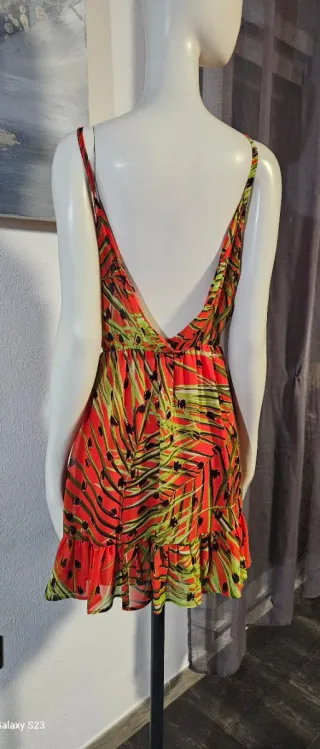 Vestito corto fantasia floreale spalline