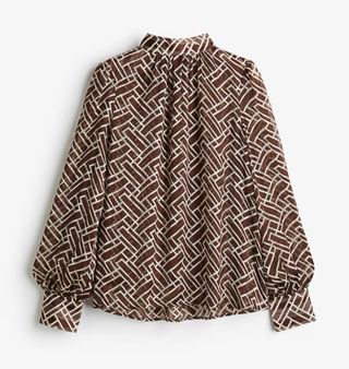 Blusa H&M Estampada Marrón y Blanca