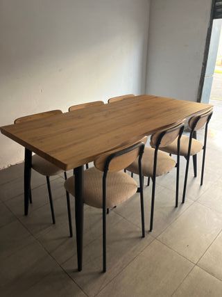 Mesa comedor y 6 sillas estilo industrial