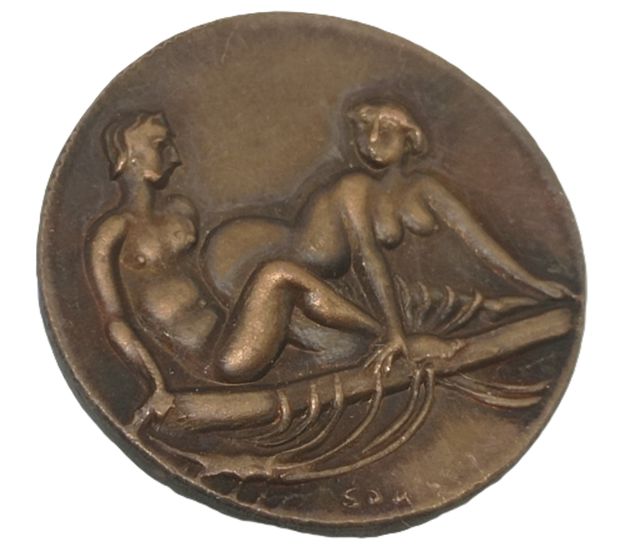Réplica de moneda romana del sexo Spintrie código E5