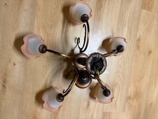 Lámpara colgante de cristal y metal