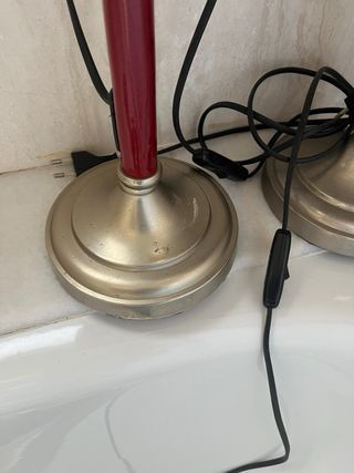 2 Lámparas de Mesa Vintage Rojo/Plata