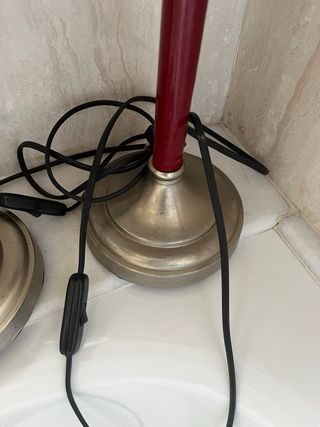 2 Lámparas de Mesa Vintage Rojo/Plata