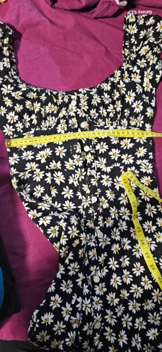 Vestito corto floreale margherite nero