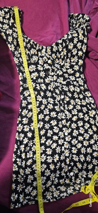 Vestito corto floreale margherite nero