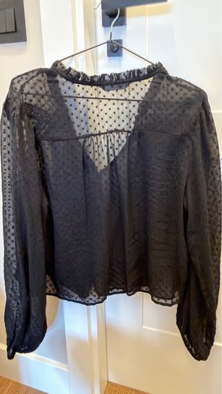Blusa Stradivarius Negra Transparente