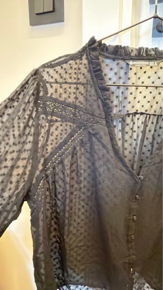 Blusa Stradivarius Negra Transparente