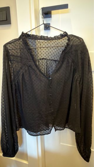 Blusa Stradivarius Negra Transparente