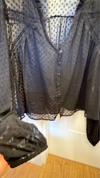 Blusa Stradivarius Negra Transparente