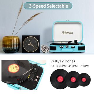 Tocadiscos VOKSUN Portátil Altavoces Incorporados