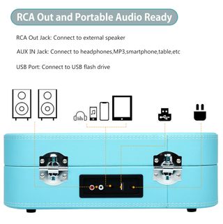 Tocadiscos VOKSUN Portátil Altavoces Incorporados