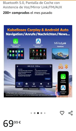 Pantalla Carplay Bluetooth 5.0