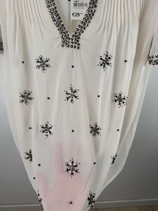 Top Fiesta Beige con tachuela TallaS  Blanco