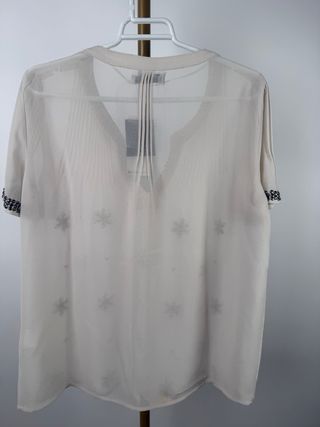 Top Fiesta Beige con tachuela TallaS  Blanco