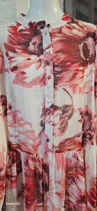 Vestito donna floreale corto manica lunga S