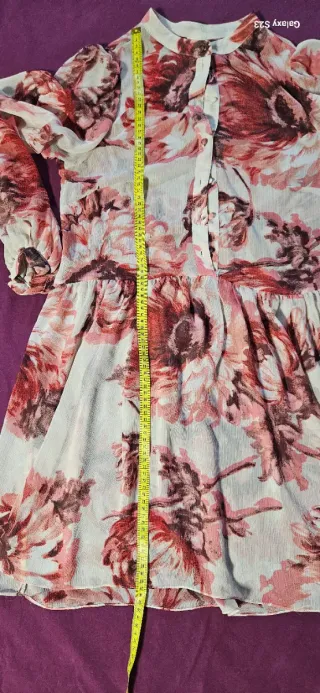 Vestito donna floreale corto manica lunga S