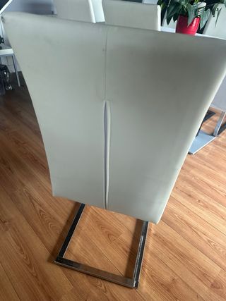 Sillas comedor polipiel blanco y acero