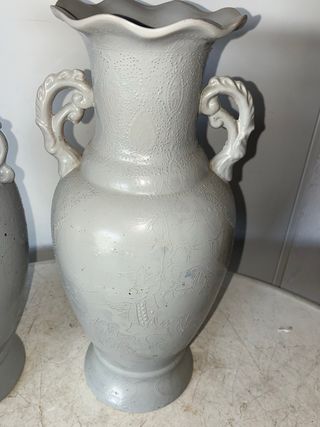 Coppia di vasi cinesi vintage grigi