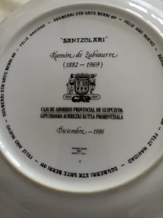 Plato Decorativo Mujer Vasca Porcelana