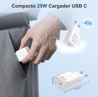 Cargador USB C Carga Rapida 25W PD/QC 3.0 3A