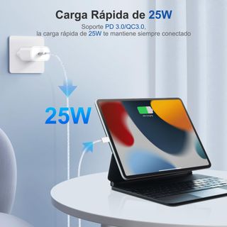 Cargador USB C Carga Rapida 25W PD/QC 3.0 3A