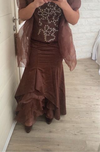 Vestido invitada 2 piezas marrón