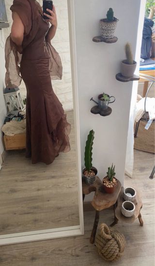 Vestido invitada 2 piezas marrón