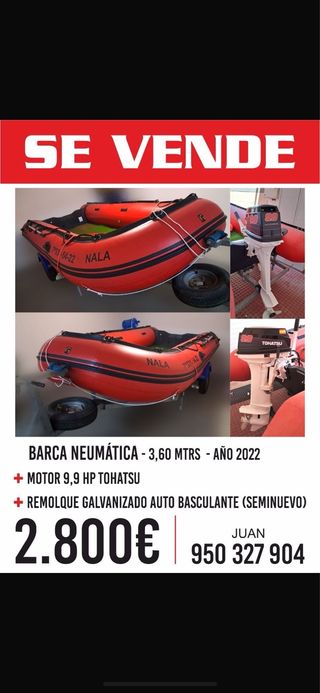 Barca Neumática 3,60m 2022 + Motor Tohatsu
