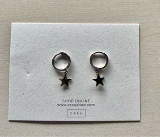Pendientes de aro con estrella plata de Creu nuevo