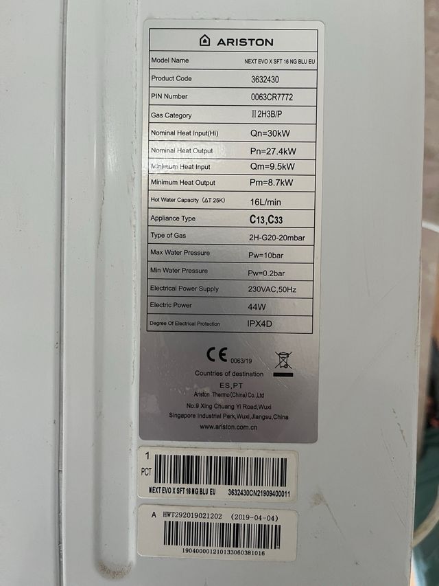 Calentador Ariston para piezas