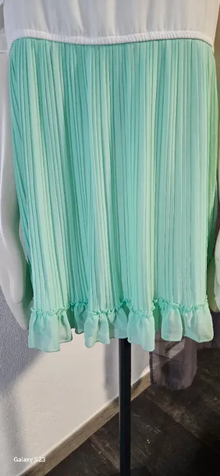 Vestito Mangano donna plissettato bianco/verde 40