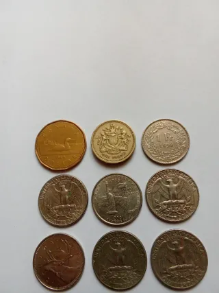 Lotto di 12 monete: Canada, UK, Svizzera, USA