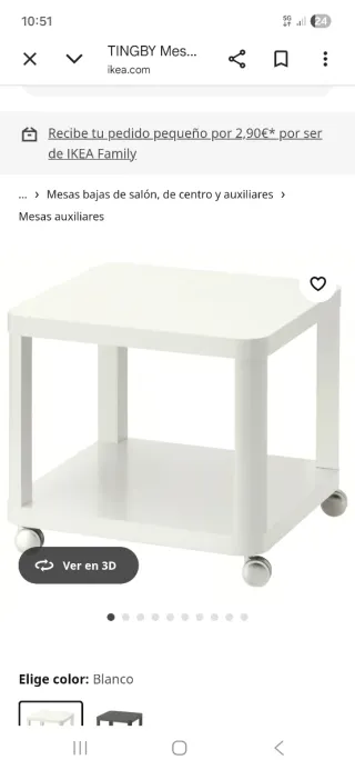 Mesita auxiliar Ikea verde azulado.
