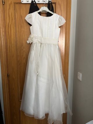 Vestido de comunión niña blanco roto con chaqueta