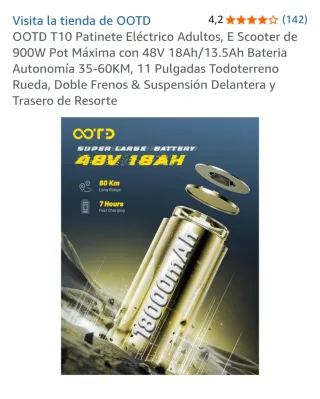 Patinete Eléctrico OOTD T10 Adultos