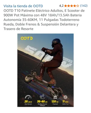 Patinete Eléctrico OOTD T10 Adultos