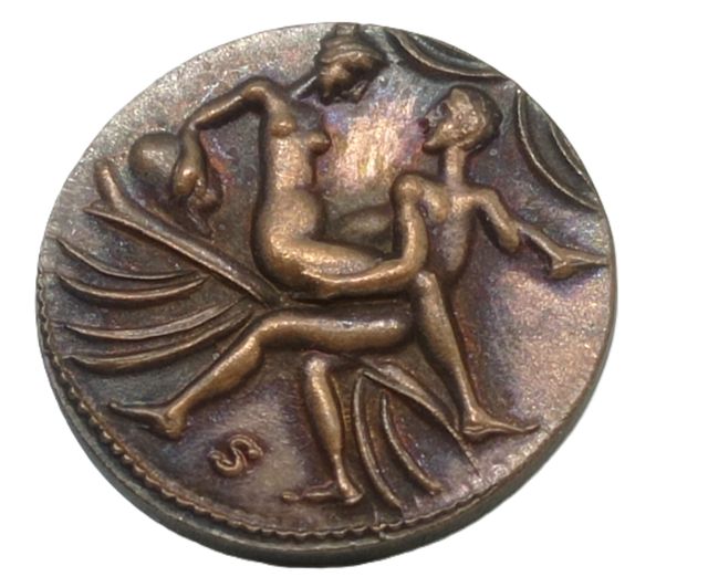 Réplica de moneda romana Spintrie del sexo COD E7