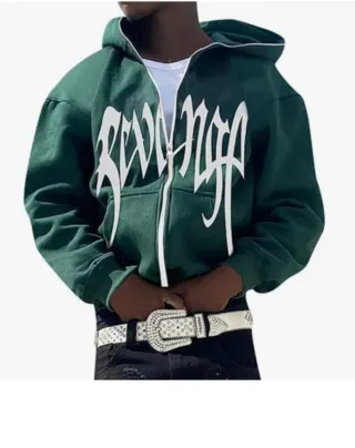 Sudadera con cremallera verde hombre