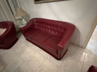 Sofá Vintage Piel Rojo
