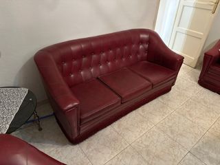 Sofá Vintage Piel Rojo