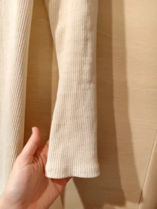 Vestido midi canalé beige