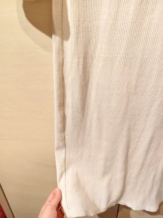 Vestido midi canalé beige