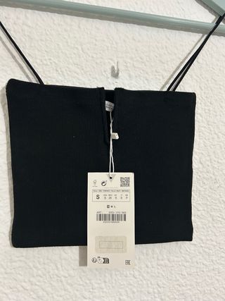 Crop top de tirantes canalé de Zara Talla S